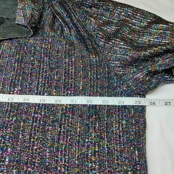 Vtg 70s Ample Togs Sparkly Rainbow Metallic Colorful Disco Glitter Blouse Large - Picture 9 of 10